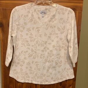 Denim & Co. Printed 3/4 Sleeve V-neck Top